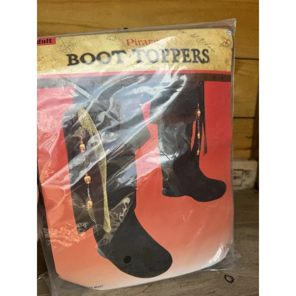 Adult Pirate Boot Cover Topper Black One Size‎ Fits Most Adults